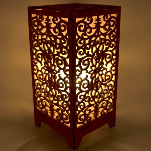 New Wooden Table Lamp with Creative Laser Cut Baroque Model