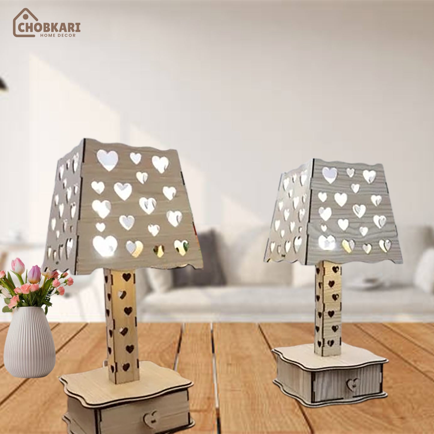 New Wooden Table Lamp with Creative Laser Cut