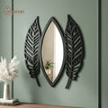 Wooden Leaf Shape Acrylic Mirror Wall Decor – Modern Nature-Inspired Wall Art