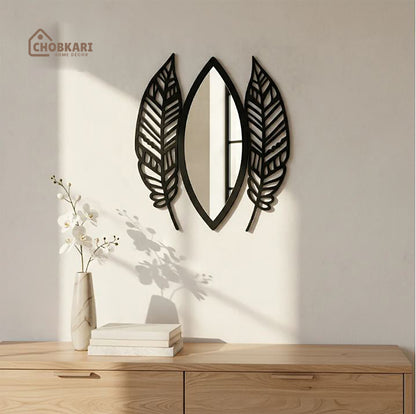 Wooden Leaf Shape Decorative & Acrylic Mirror