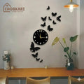 Butterfly Wooden Wall Clock – Modern 3D Butterfly Wall Decor