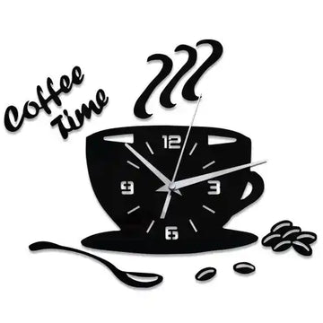 Coffee Cup Wall Clock – Modern Coffee Time Kitchen Wall Decor