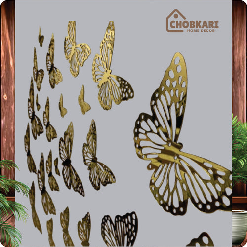 Acrylic Mirror Butterflies Wall Decor – 3D Butterfly Mirror Art Set