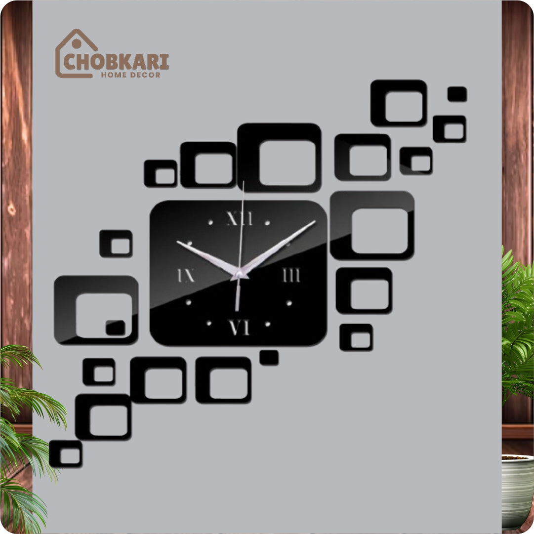 Modern Acrylic Wall Clock – Luxury Geometric Mirror Wall Decor