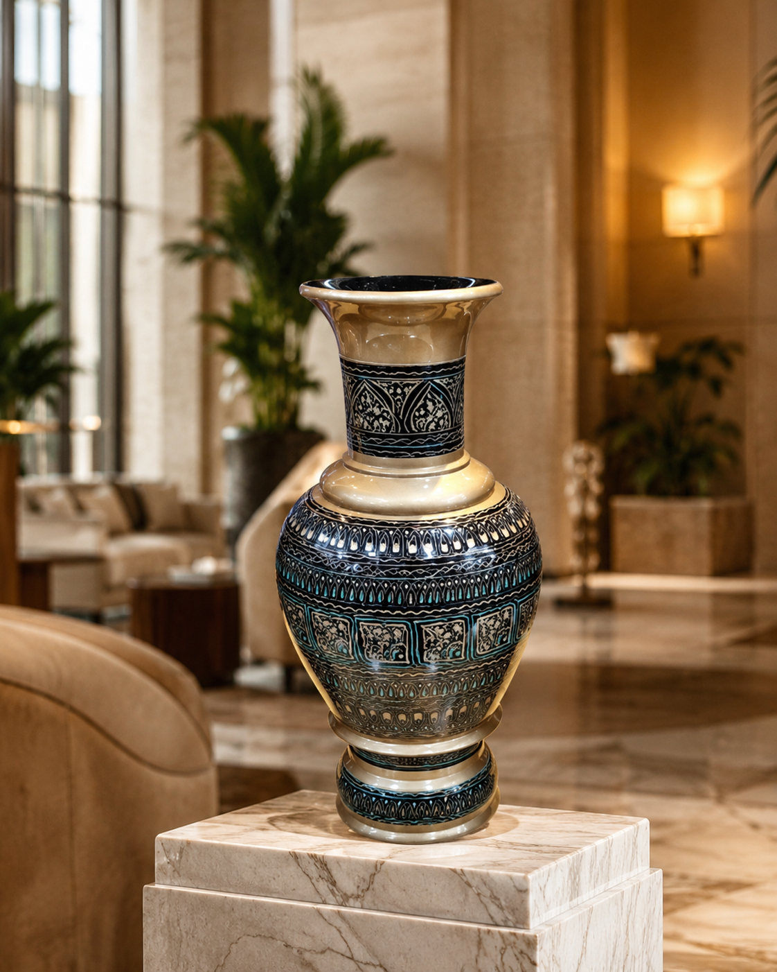 Handcrafted Multicolor Wooden Naqashi Decorative Vase | Hand-Painted Artisan Home Décor
