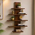 Modern Zigzag Wooden Wall Shelf | 5-Tier Floating Display Shelf | Decorative Wall Mounted Storage Rack for Living Room, Bedroom & Office  WS 0119