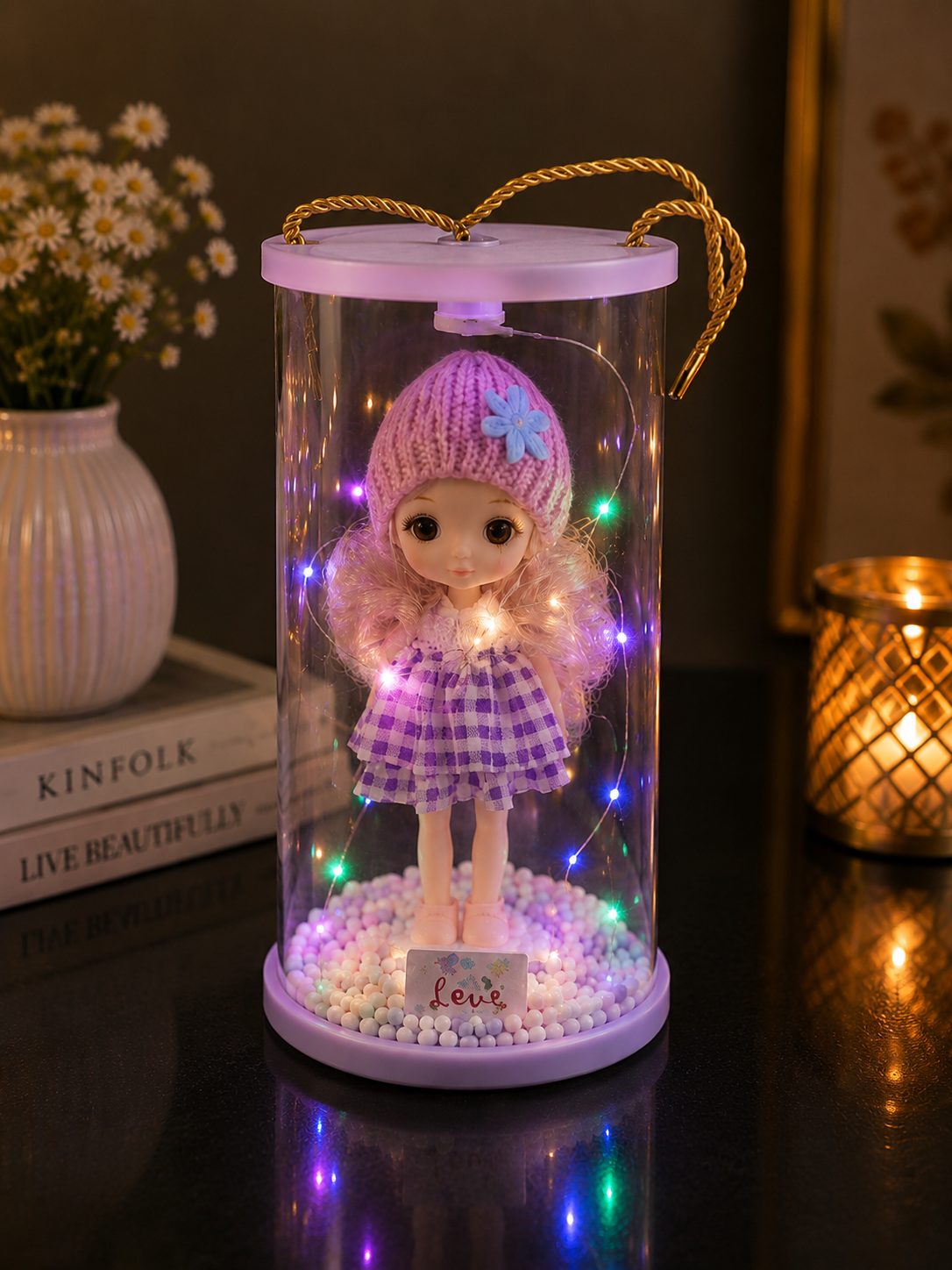 LED Princess Doll in Glass Dome with Fairy Lights – Cute Gift Decoration for Girls, Bedroom & Home Décor