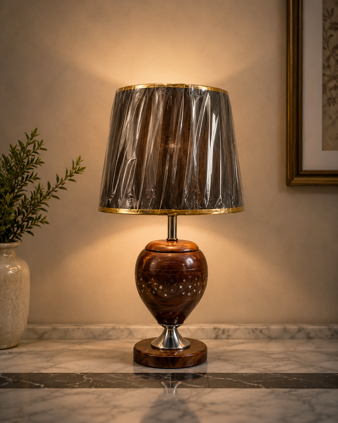 Handcrafted Wooden Table Lamp | Premium Decorative Bedside & Living Room Lamp