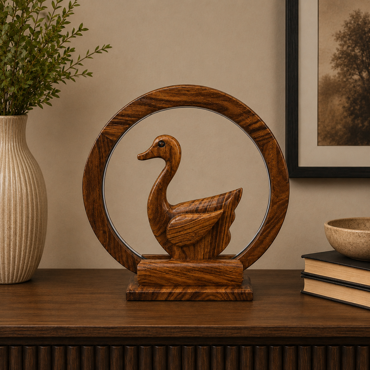 Handcrafted Sheesham Wood LED Lamp – Decorative Animal Night Light for Home & Office
