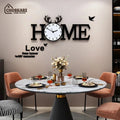 HOME Wooden Wall Clock – Modern Family Wall Decor with Love Quote