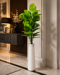 Artificial Green Leaf Plant with Decorative White Vase CH 0091