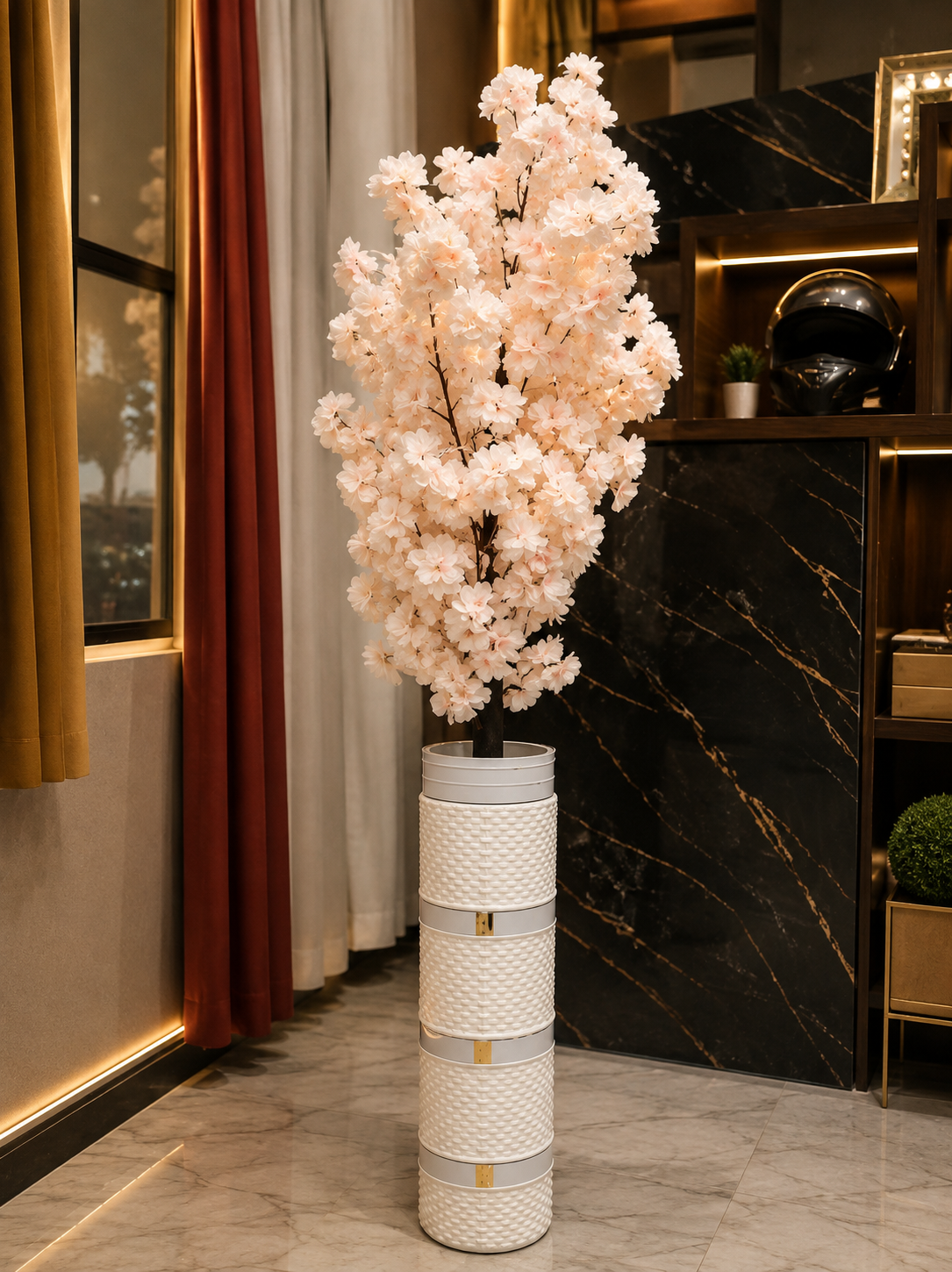 Artificial Cherry Blossom Tree with Decorative White Vase Home & Office Décor CH 0093