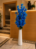 Blue Artificial Flowers with Tall Decorative Vase for Home & Office Décor CH 0095