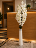 White Artificial Flowers with Tall Decorative Vase Arrangement for Home & Office Décor CH 0096