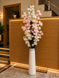 Pink & White Artificial Flowers with Tall Decorative Vase CH 0097