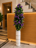 Purple Artificial Flowers with Tall Decorative Vase | Faux Flower Arrangement for Home & Office Décor CH 0099