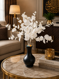 White Artificial Eucalyptus Branches with Black Decorative Vase CH 00110