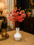 Red Artificial Eucalyptus Leaves with White Decorative Vase CH00115