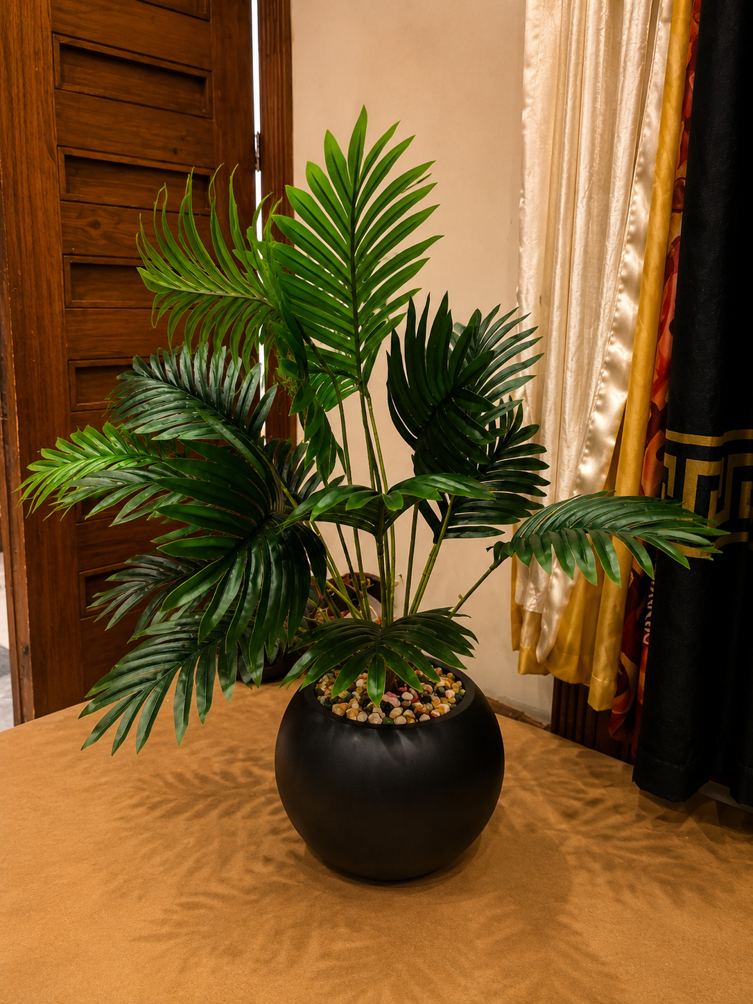 Artificial Areca Palm Plant with Decorative Black Round Pot CH00126