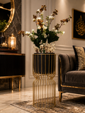 Artificial White Floral Arrangement with Premium Black & Gold Planter CH00127