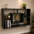 Modern Black Marble Wooden Wall Shelf | Geometric Floating Display Shelf | Luxury Wall Mounted Storage Rack for Home & Office WS 0111