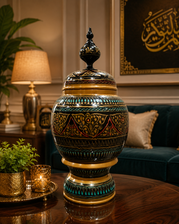 Luxury Decorative Jar with Lid | Traditional Handcrafted Ornamental Vase for Home Decor