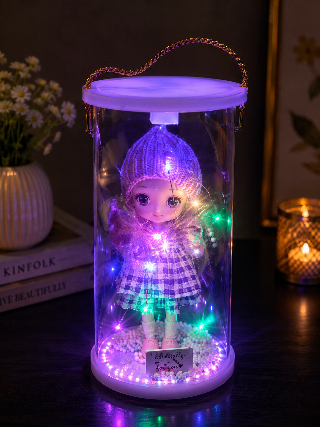 LED Princess Doll in Glass Dome with Fairy Lights – Cute Gift Decoration for Girls, Bedroom & Home Décor
