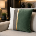 Sage Green & Gold Stripe Premium Velvet Cushion – (CB 02)