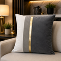 Charcoal Grey & Gold Stripe Premium Velvet Cushion – (CB 04)