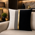 Black & Gold Stripe Premium Velvet Cushion – (CB 05)
