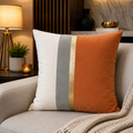 Burnt Orange & Gold Stripe Premium Velvet Cushion – (CB 06)