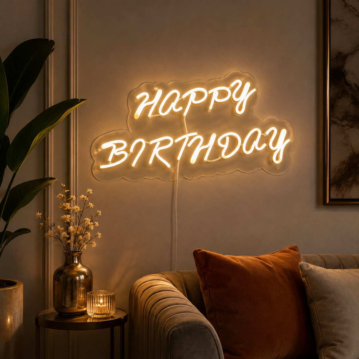 Happy Birthday LED Neon Sign Wall Hanging