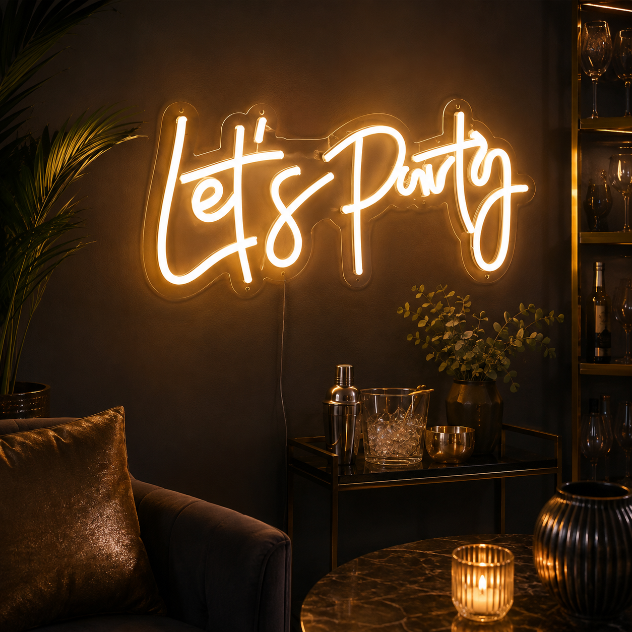 Let's Party LED Neon Sign Wall Hanging