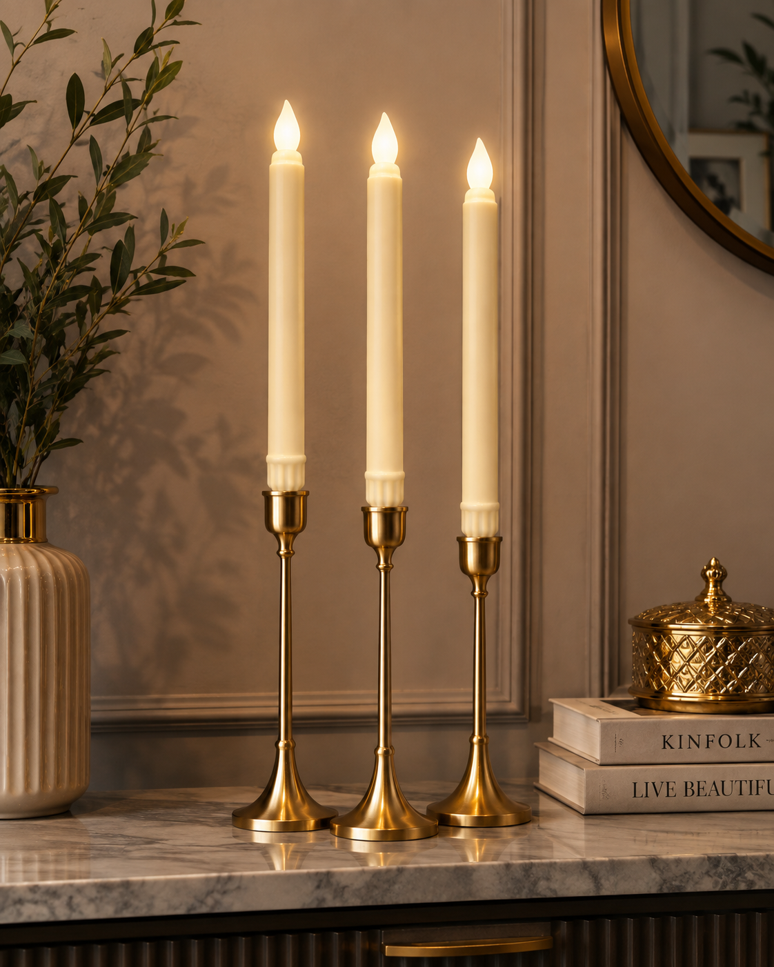 Set of 3 LED Flameless Taper Candles