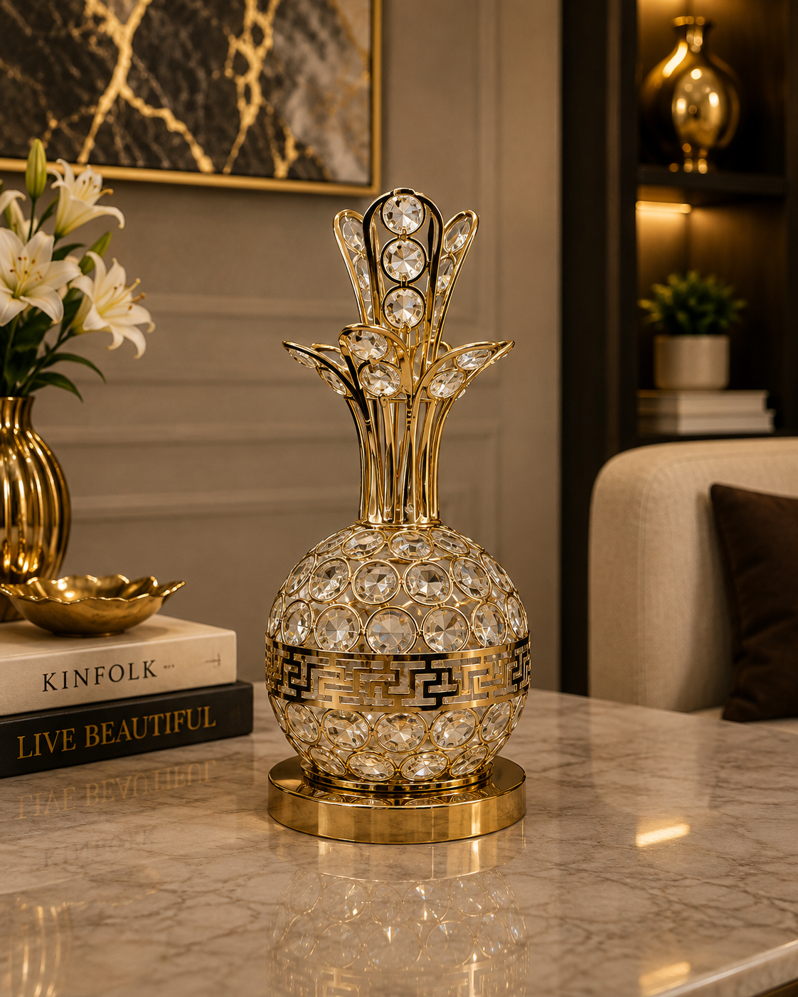 Luxury Crystal Pineapple Table Lamp | Modern LED Crystal Decorative Lamp