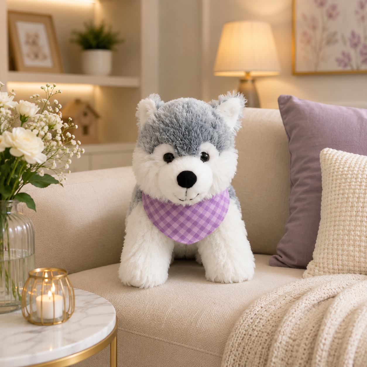 Grey Husky Dog Plush Toy – Premium Soft Stuffed Husky Puppy