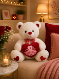 I Love You Teddy Bear with Heart Cushion – Soft Plush Stuffed Teddy Bear