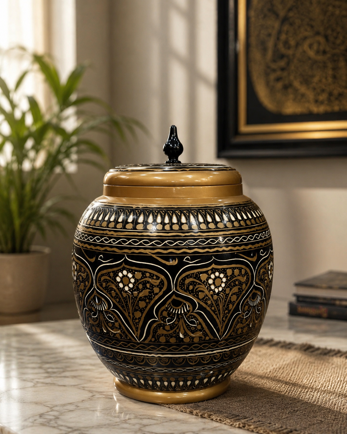Handcrafted Decorative Wooden Storage Jar with Lid – Multipurpose Home Décor & Dry Fruit Storage Container