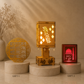 Islamic Wooden LED Table Lamp with Crystal Hanging Decor