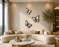 3D Black Silver Butterfly Wall Decor Set – MDF Wood & Acrylic Mirror Art