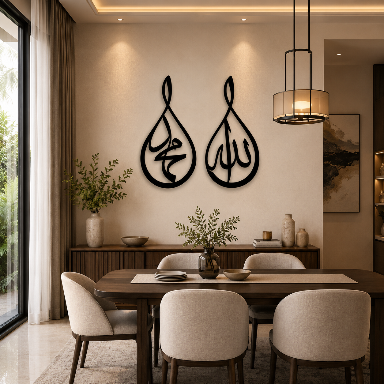 Allah Muhammad Islamic Wall Art – Premium MDF Wood Calligraphy Decor