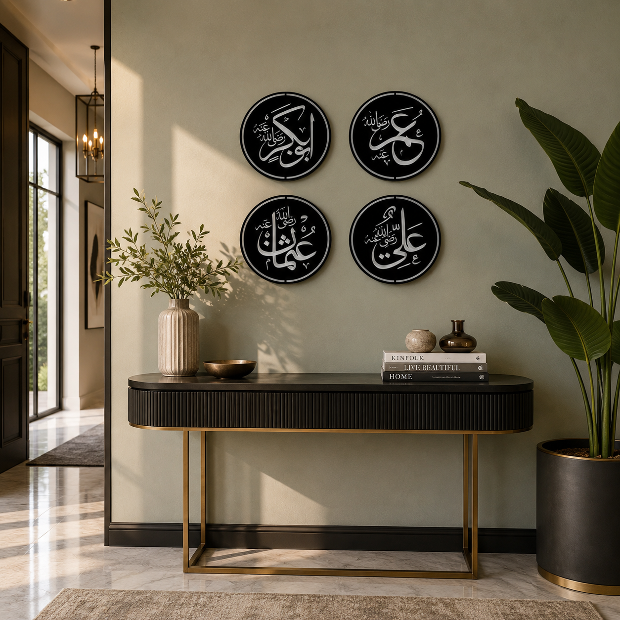 Four Caliphs Islamic Wall Decor Set – Premium MDF Wood Calligraphy Art