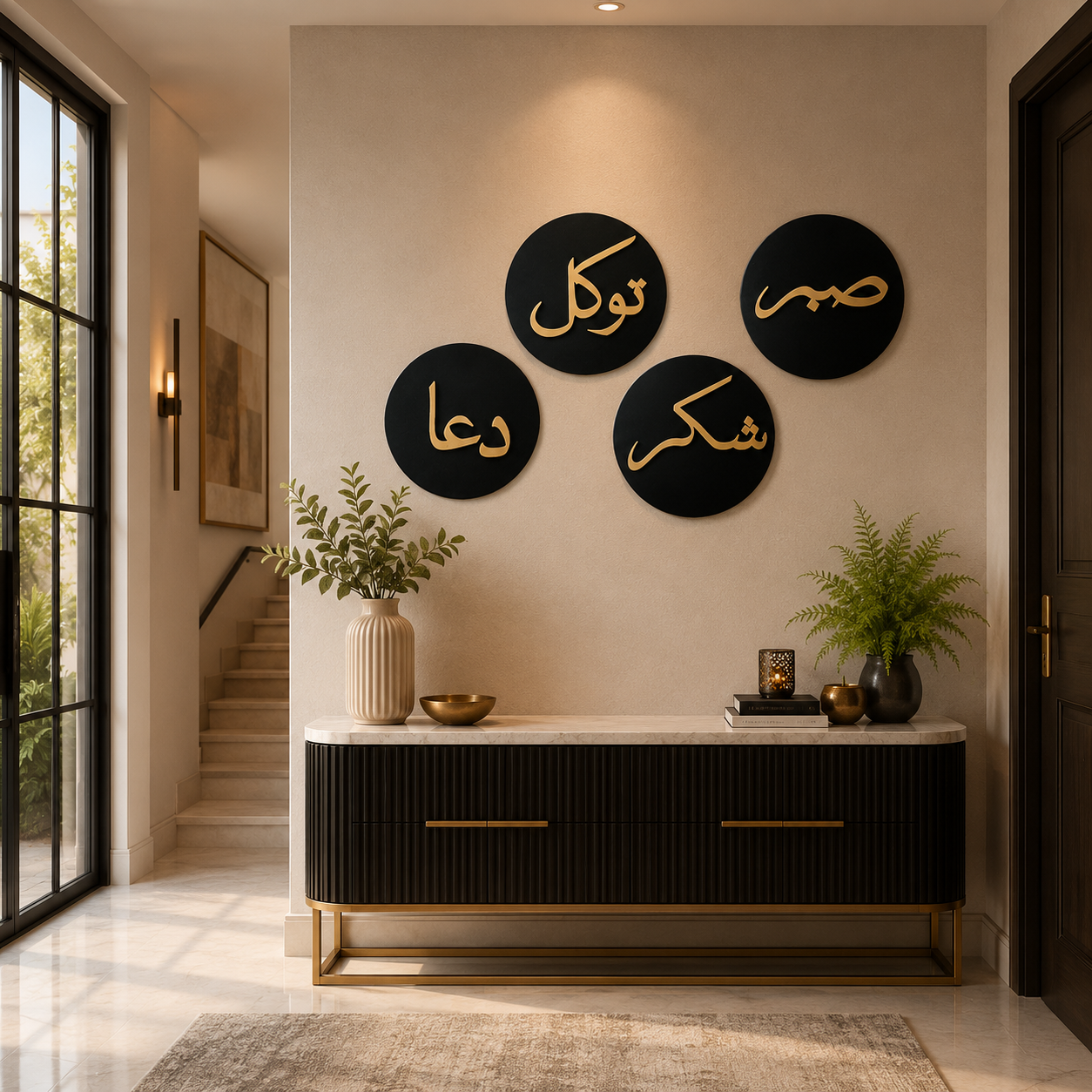 Four Rules of Life Islamic Wall Decor – Imported MDF Wooden Wall Art (16 x 16 Inches)