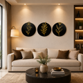Round Shape Floral Wall Art Set of 3 – MDF Wooden Wall Decor for Living Room