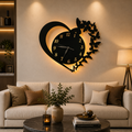 Heart Wooden Clock Butterfly Style – Decorative MDF Wall Clock for Living Room