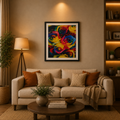 Colorful Rose Wall Art Frame – Rainbow Floral Canvas Painting for Living Room