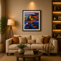 Colorful Boat Wall Art Frame – Abstract Nautical Canvas Painting for Living Room