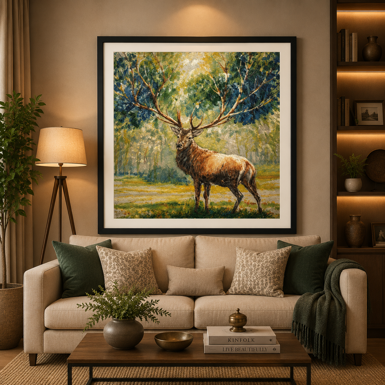 Majestic Deer Wall Art Frame – Wildlife Nature Canvas Painting