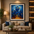 Blue Whirling Dervish Sufi Wall Art Frame – Islamic Spiritual Canvas Painting