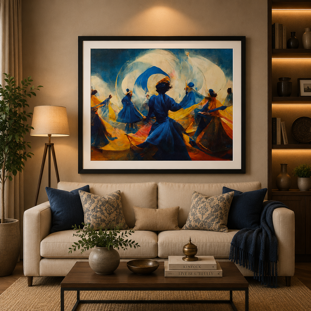 Whirling Dervish Sufi Wall Art Canvas – Islamic Spiritual Dance Painting